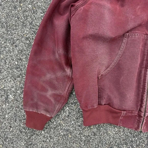 VTG Carhartt Active Jacket Quilt Lined Mens Large J68 BRK Brick Red Faded Grunge - Picture 4 of 9